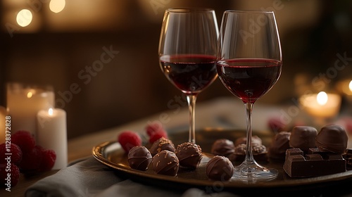 Romantic Evening: Wine & Chocolates Beside Candlelit Ambiance