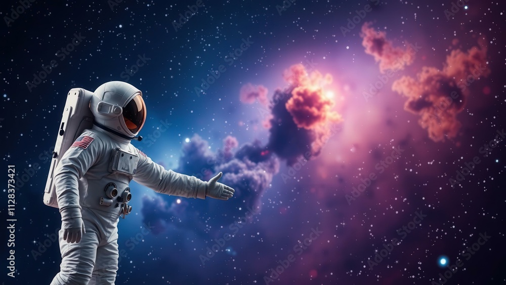 Obraz premium Astronaut in Space: Exploring the Cosmos, Nebula, Stars, and Beyond - Perfect for Science, Exploration, and Adventure Themes