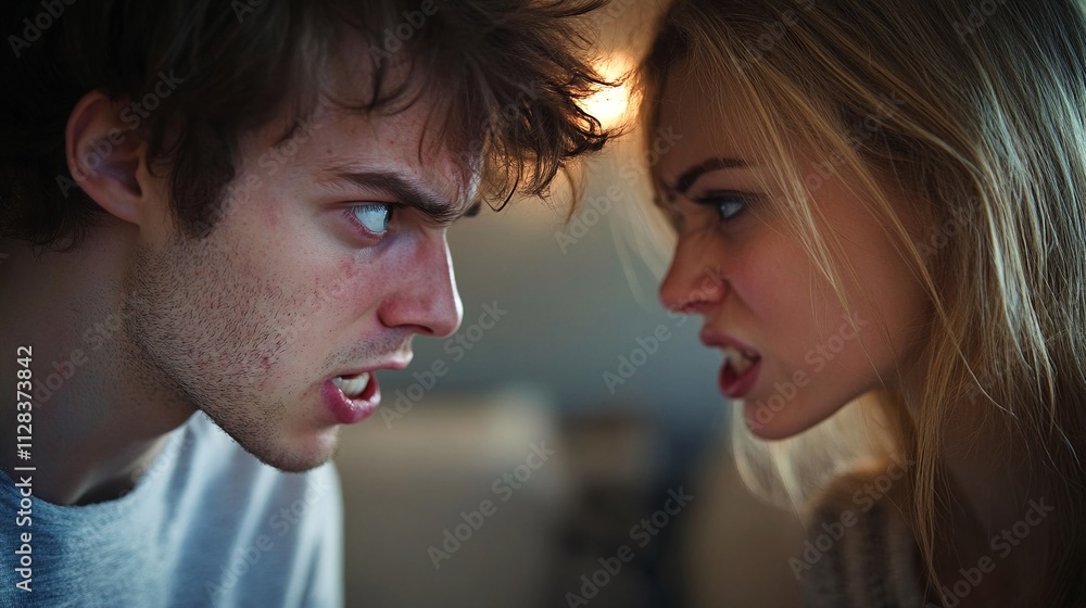 Intense Debate: Young Couple Locked in a Conflict of Words Intense Debate: Young Couple Locked in a Conflict of Words