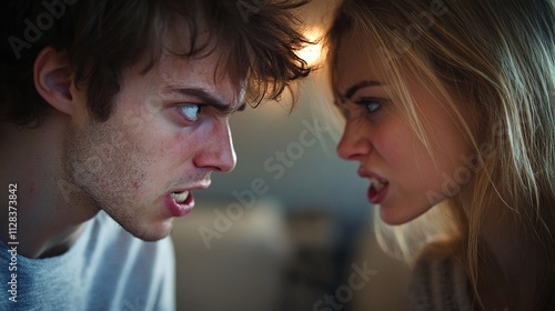 Intense Debate: Young Couple Locked in a Conflict of Words