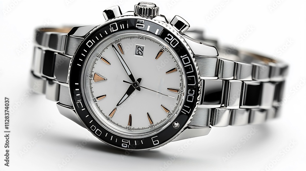 Solarpowered ladies luxury watch a ceramic bezel and advanced modern functionality ideal for a sophisticated look isolated on white background Solarpowered ladies luxury watch a ceramic bezel and advanced modern functionality ideal for a sophisticated look isolated on white background