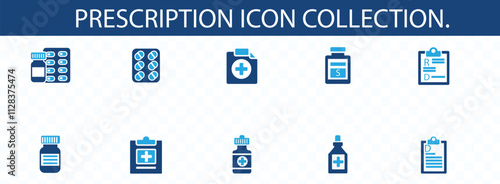 Prescription icon collection. Medical form icon vector set illustration. Health check concept.