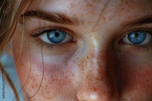 Blue eyed lady looking at camera photo