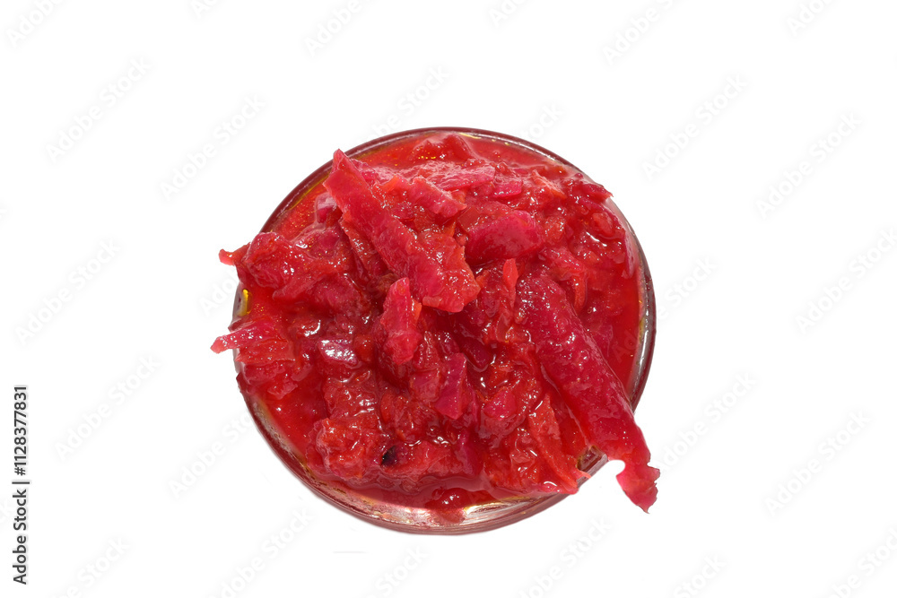 Obraz premium Beetroot, grated, ready to eat, on PNG background.