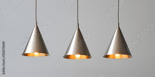 Modern Metallic Pendant Lights Against Dark Wall

 photo