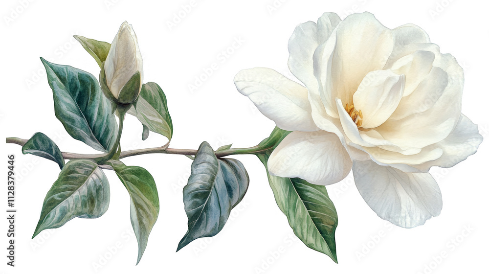 Obraz premium Vibrant Glitch Art White Magnolia Bloom and Bud