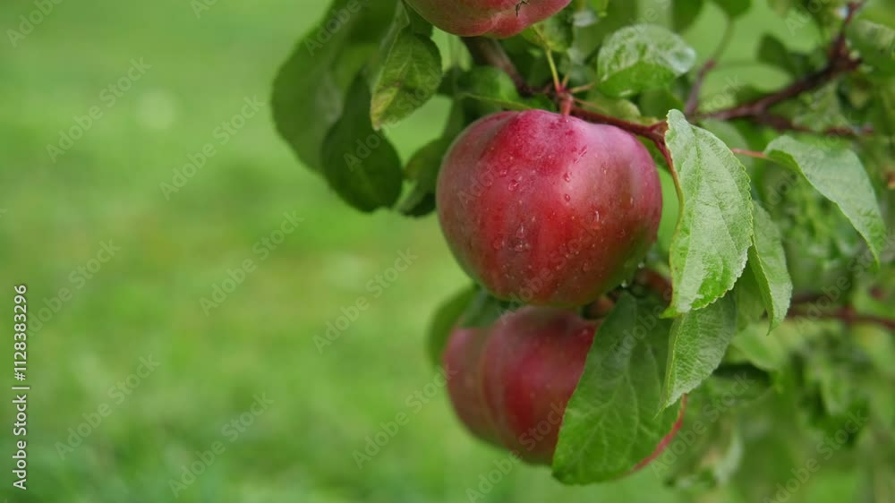 Ripe Apples in the Apple Orchard before Harvesting. Big Red delicious Apples Hanging from a Tree Branch in the Fruit Garden at Fall Harvest. Basket of Apples. Autumn Cloudy Day, Soft Shadow. 4K Ripe Apples in the Apple Orchard before Harvesting. Big Red delicious Apples Hanging from a Tree Branch in the Fruit Garden at Fall Harvest. Basket of Apples. Autumn Cloudy Day, Soft Shadow. 4K