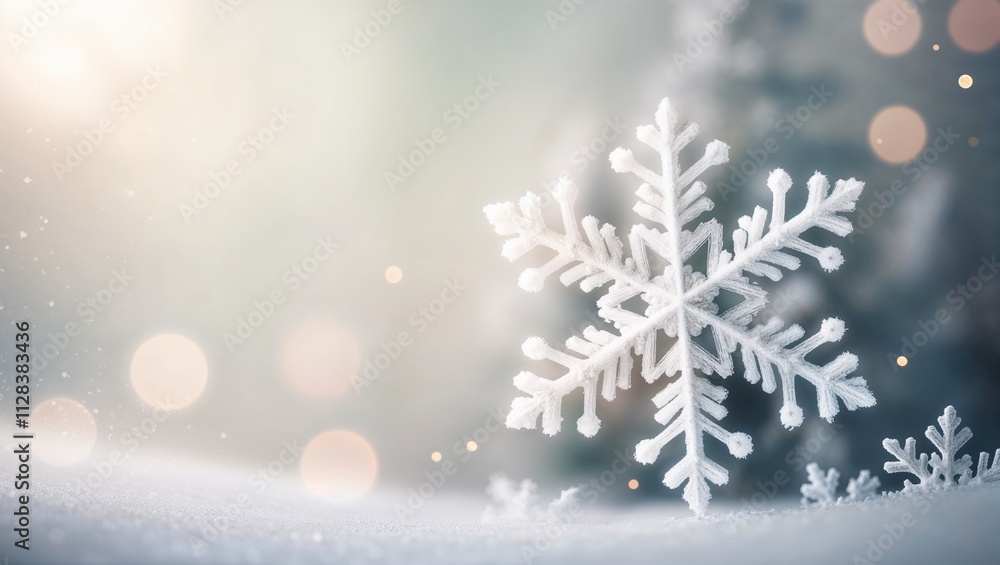 Snowflake with winter mood on soft background with copy space Snowflake with winter mood on soft background with copy space