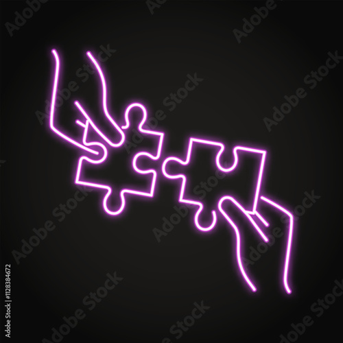 Making puzzle together neon icon