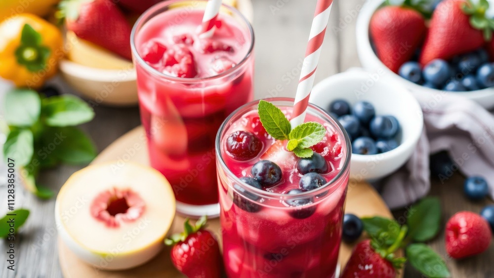 Refreshing Berry Smoothie with Mint and Strawberries, Perfect for Summer Drinks Refreshing Berry Smoothie with Mint and Strawberries, Perfect for Summer Drinks