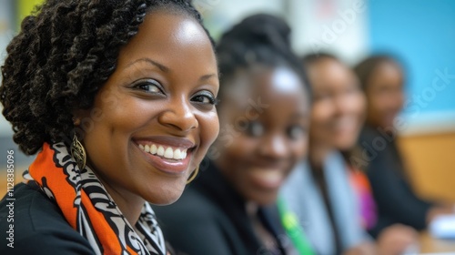 African-American teachers, smiling proudly in cultural celebration events within their schools