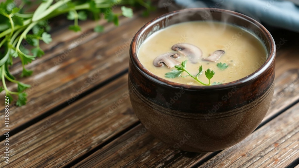 Creamy Mushroom Soup in Rustic Bowl: Perfect for Cozy Nights Creamy Mushroom Soup in Rustic Bowl: Perfect for Cozy Nights