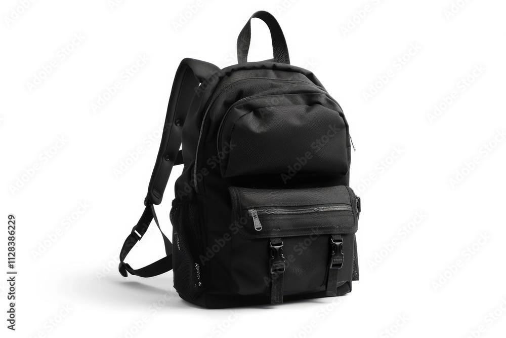 Black backpack with straps isolated on white background. Back to school. Black backpack with straps isolated on white background. Back to school.