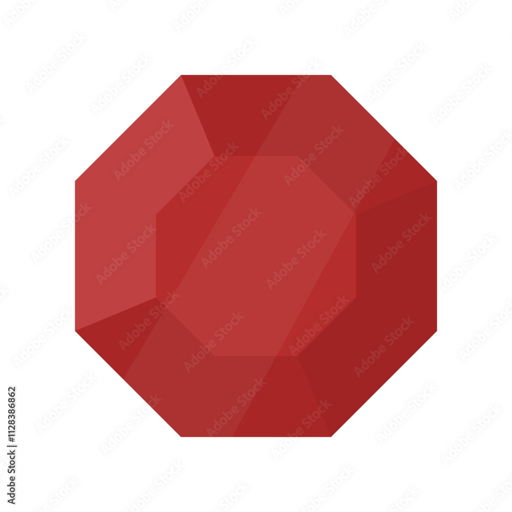 Ruby stone icon, isolated on white background. Red gemstone flat design. Ruby stone icon, isolated on white background. Red gemstone flat design.