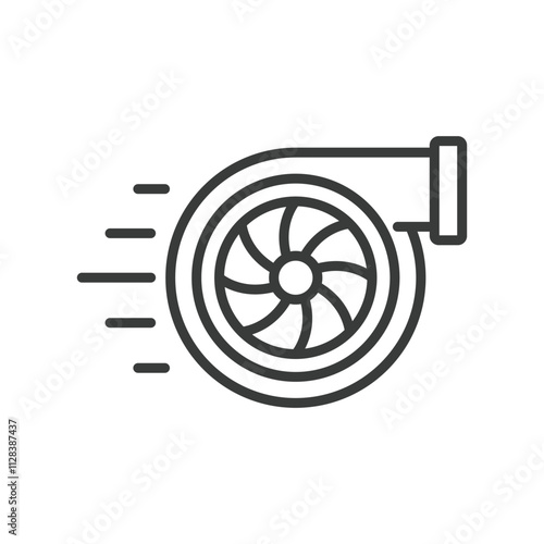 Turbo icon in line design. Turbo, speed, engine, boost, power, motion, rapid on white background vector. Turbo editable stroke icon