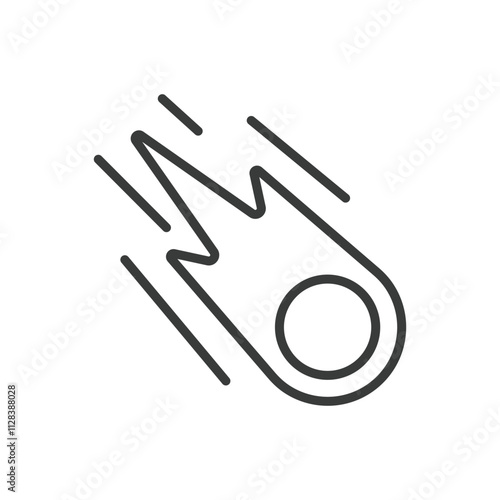 Fast meteorite icon in line design. Fast, meteorite, space, speed, asteroid, collision, rock on white background vector. Fast meteorite editable stroke icon