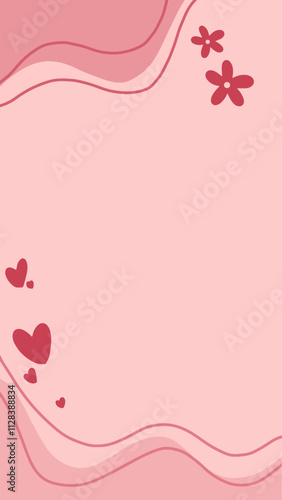Pink Background with love and flower ornament and blank space