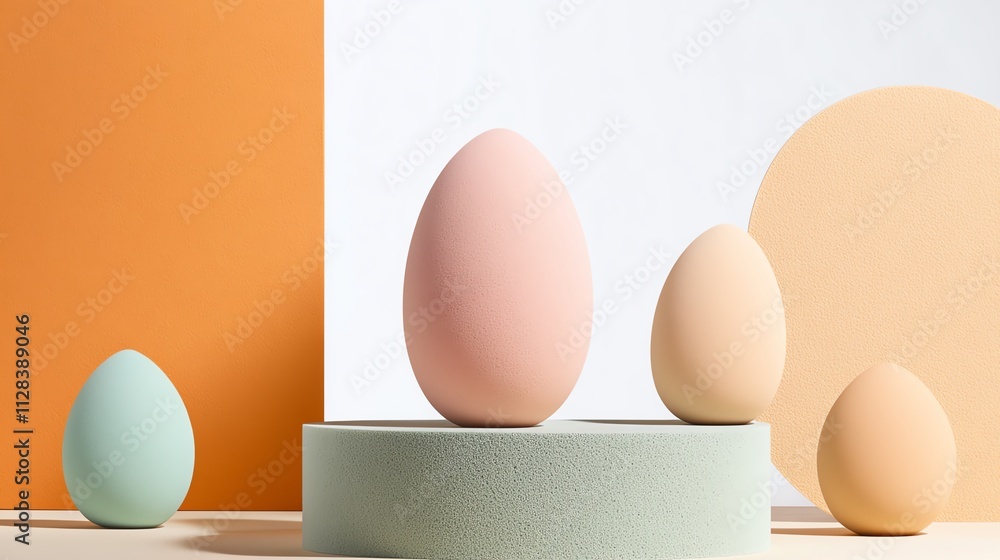 Fototapeta premium A body makeup sponge set in gradient colors, resting on a velvet platform