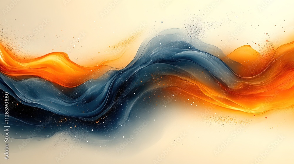 A blue and orange wave with a white background A blue and orange wave with a white background