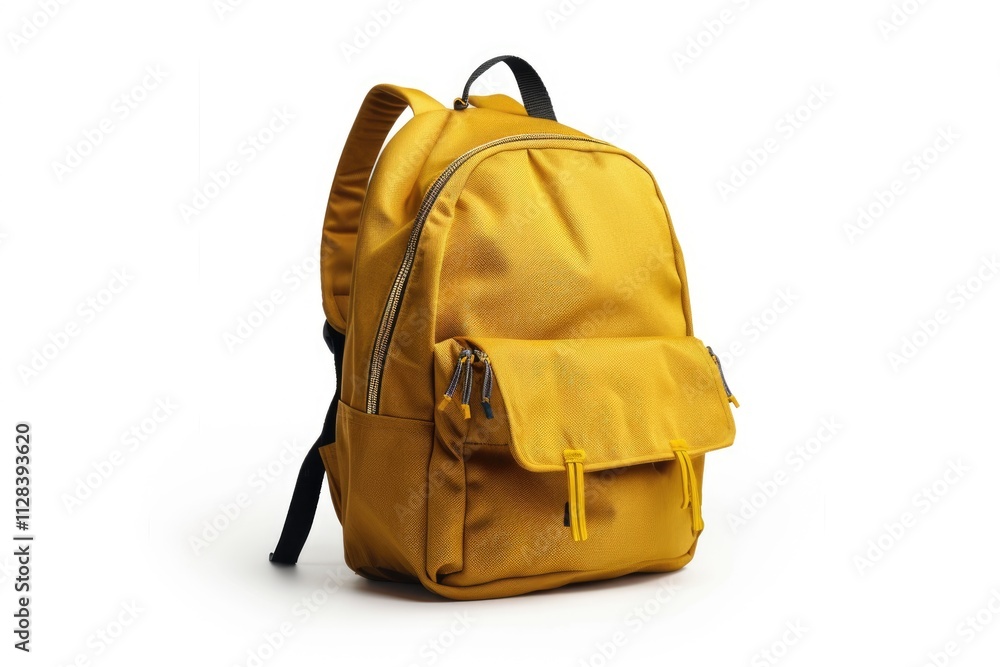 Yellow school backpack isolated on white background. Yellow school backpack isolated on white background.