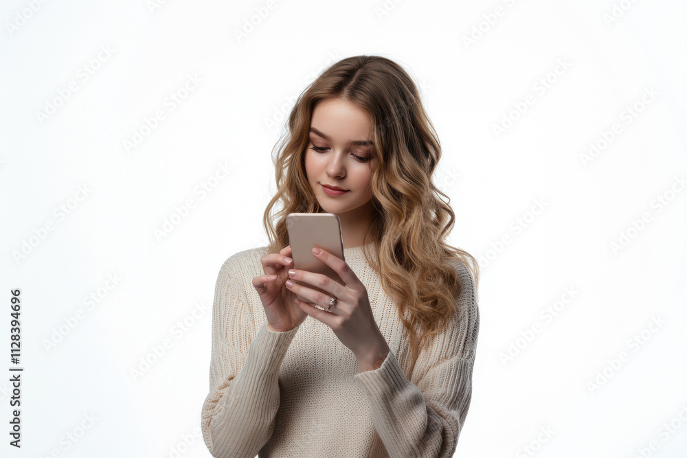 Young woman use her smartphone with a thoughtful expression Young woman use her smartphone with a thoughtful expression