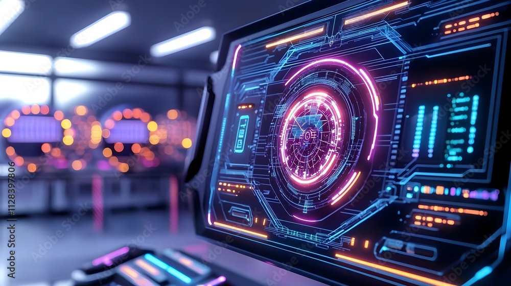 futuristic tech hud interface screen - cyberpunk aesthetic futuristic tech hud interface screen - cyberpunk aesthetic