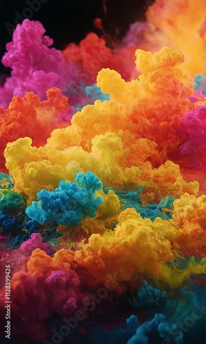 Colorful, Dynamic Cloud-like Formations Rising from Water Surfaces with Vivid and Ethereal Liquid Displays.