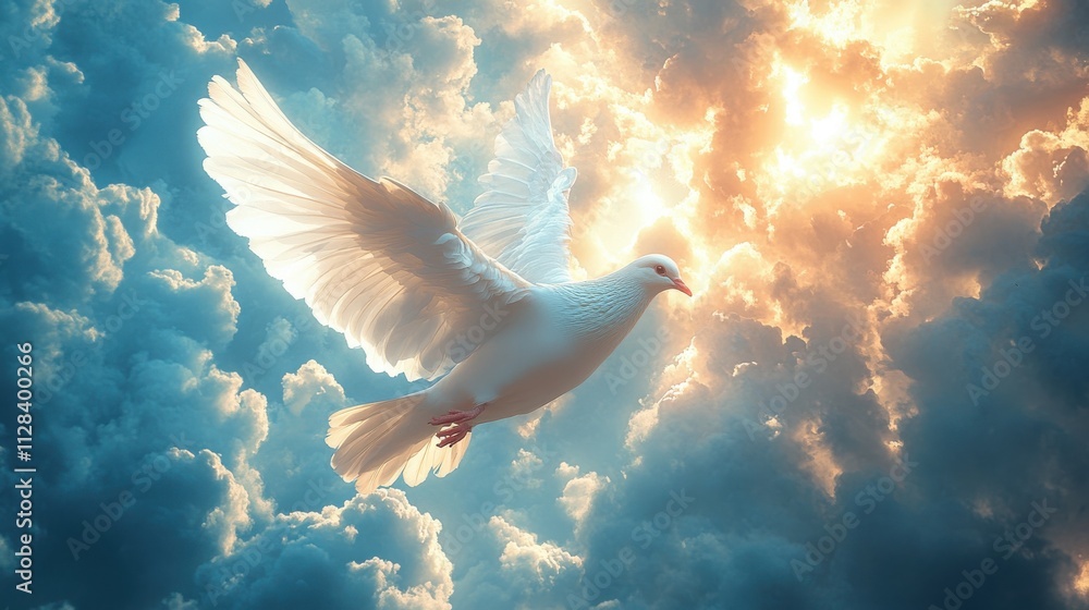 ascending dove ascension holy spirit ascending in the sky digital illustration with copy space ascending dove ascension holy spirit ascending in the sky digital illustration with copy space