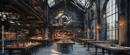 Rustic and Cozy Industrial-Style Restaurant Interior