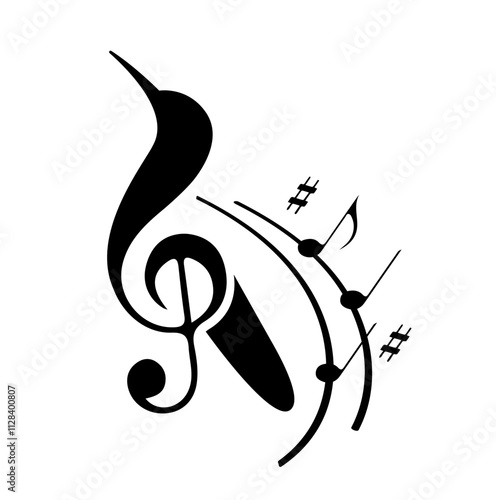 Bird in the shape of a treble clef
