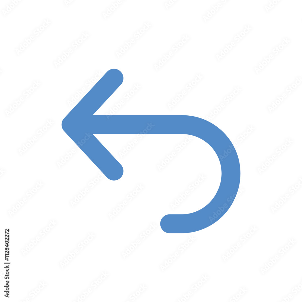 A Simple Blue Leftward Curving Arrow Icon A Simple Blue Leftward Curving Arrow Icon