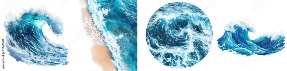 Powerful and Dramatic Crashing Ocean Waves in Vibrant Turquoise and Aqua Waters with Swirling Motion Foaming Spray and Majestic Natural Beauty Powerful and Dramatic Crashing Ocean Waves in Vibrant Turquoise and Aqua Waters with Swirling Motion Foaming Spray and Majestic Natural Beauty