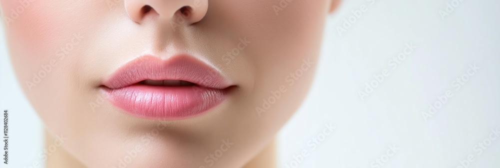 A stunning close-up of soft pink lips against a clean white background, highlighting beauty, purity, and the essence of subtle elegance in facial features. A stunning close-up of soft pink lips against a clean white background, highlighting beauty, purity, and the essence of subtle elegance in facial features.