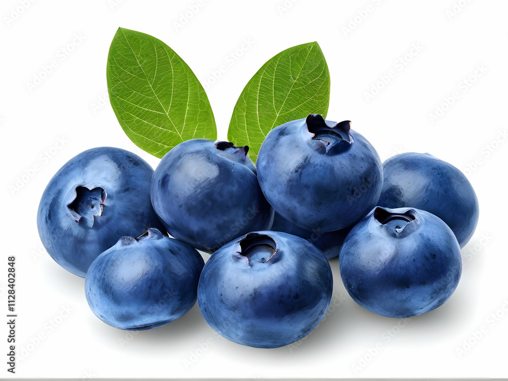 Sweet, ripe blueberries, a burst of blue, isolated on white, perfect for healthy desserts Sweet, ripe blueberries, a burst of blue, isolated on white, perfect for healthy desserts