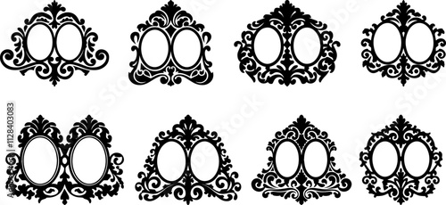 Vintage Mirror Frame. Elegant vintage frames with ornate designs, ideal for artwork display.