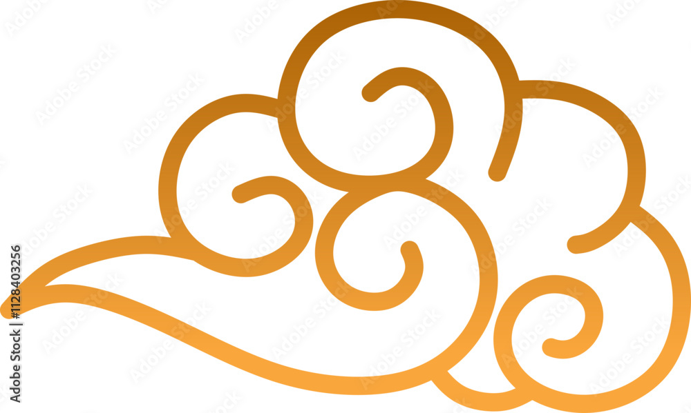 Chinese Cloud Line Gradient Gold Chinese Cloud Line Gradient Gold
