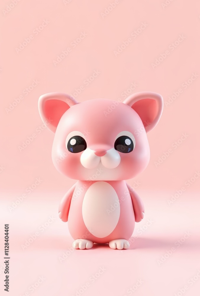 Fototapeta premium there is a pink cat toy with a big black eyes