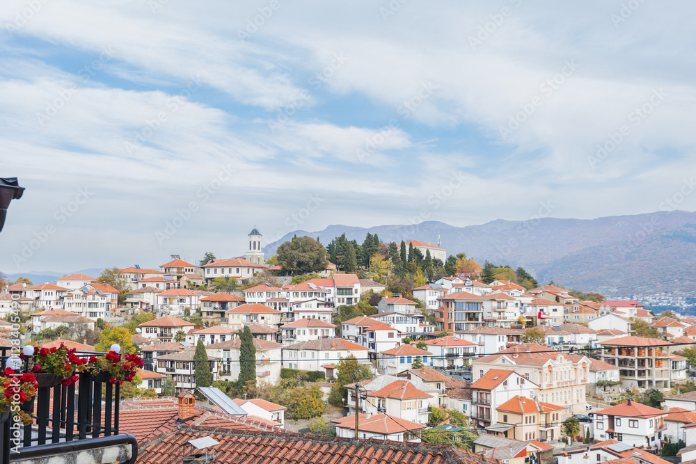 Obraz premium Picturesque view of Ohrid, a charming town nestled on the shores of Lake Ohrid.