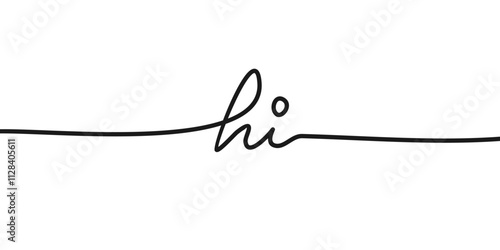 say hi Continuous line,  hello handwritten inscription. One line drawing of phrase vector illustration for t-shirt, slogan design print graphics style