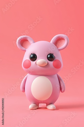 there is a pink toy with a white face and a pink nose