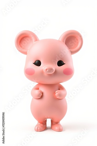 there is a pink pig toy standing up with its arms crossed