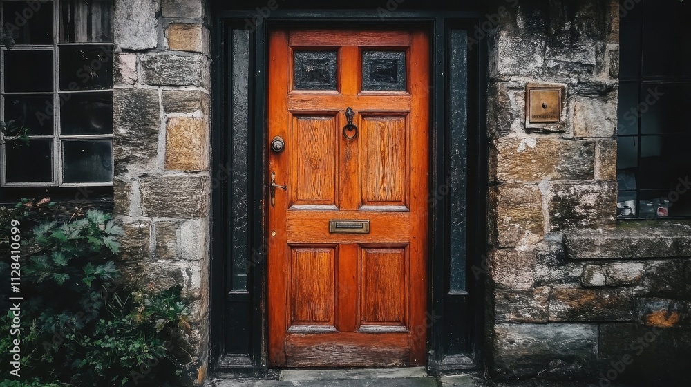 Rustic Charm: An Inviting Wooden Door in a Stone Cottage Rustic Charm: An Inviting Wooden Door in a Stone Cottage