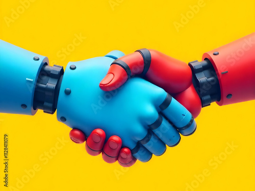 handshake between two robots. Robo Hand Shaking Each Other. Technology, Future, Robotics