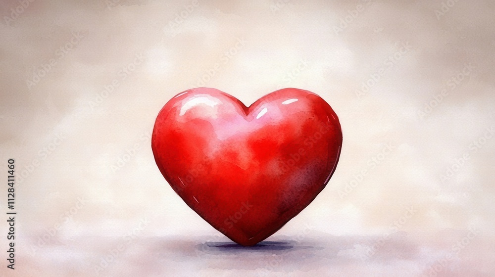 Charming Red Heart Illustration on Soft Background for Love Themes Charming Red Heart Illustration on Soft Background for Love Themes