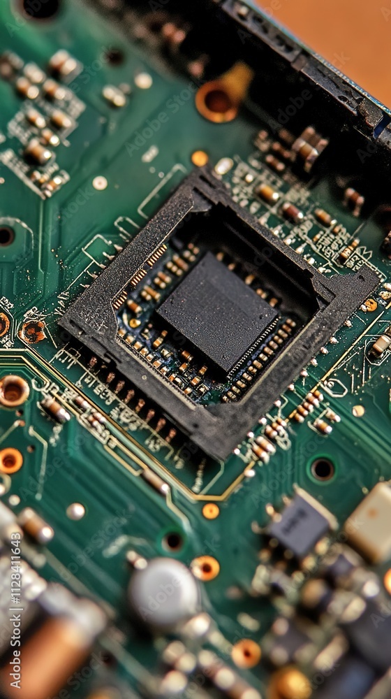 abstract marketing background featuring a 3D disassembled laptop showcasing electronic chips and CPU, highlighting its processors and components. This design is ideal for banners, advertisements, and abstract marketing background featuring a 3D disassembled laptop showcasing electronic chips and CPU, highlighting its processors and components. This design is ideal for banners, advertisements, and