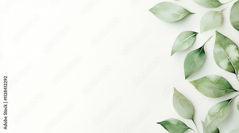 Elegant Green Leaves on White Background for Natural Aesthetic Elegant Green Leaves on White Background for Natural Aesthetic