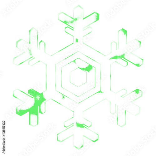 transparent with green flecks snowflake on a transparent background