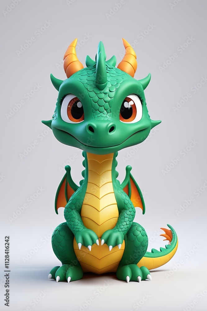 there is a green and yellow dragon toy sitting on a white surface there is a green and yellow dragon toy sitting on a white surface