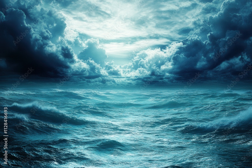 Fototapeta premium Dramatic ocean scene under a moody sky.