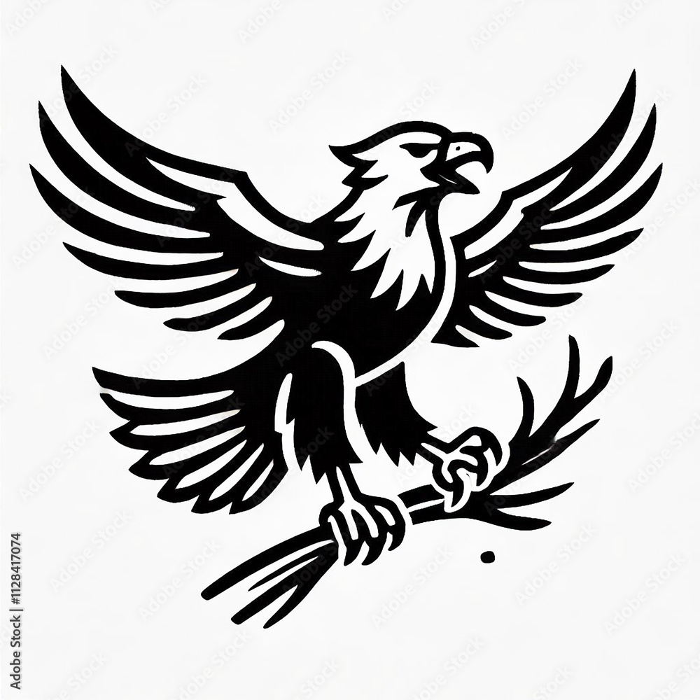Black eagle bird silhouette logo icon on white background Black eagle bird silhouette logo icon on white background